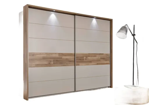 Schwebetürenschrank- B ca. 270 cm, Champagner, Holzdekor