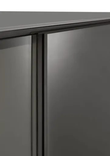 Highboard - mit Beleuchtung, B ca. 96 cm, Anthrazit, Eiche massiv