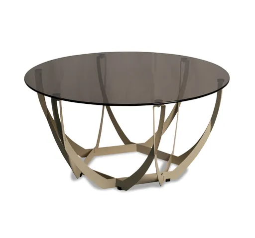 Couchtisch - Ø/H ca. 80x40 cm, Bronze, Cremeweiß