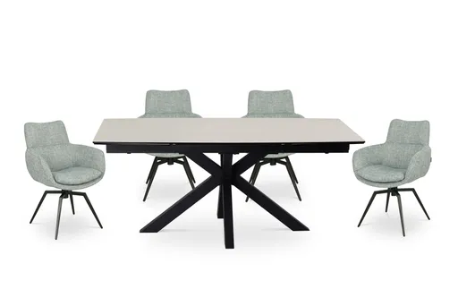 Esstisch MELANIA - ausziehbar, LB ca. 180x95 cm, Glaskeramik, Travertin farbig