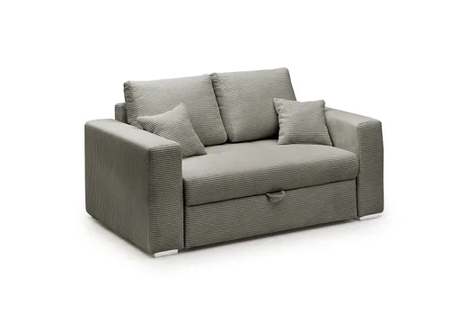 Sofa JORDEN 2 - 2-Sitzer inkl. Schlaffunktion mit Bettkasten, Cord, Taupe