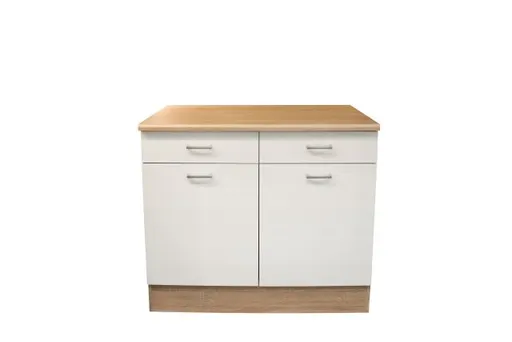 Unterschrank- B ca. 100 cm, Eiche Dekor, Weiß, Matt