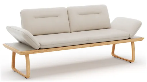 Bank Kamari - Breite ca. 208cm, Seitenteile verstellbar, Leder, Kitt