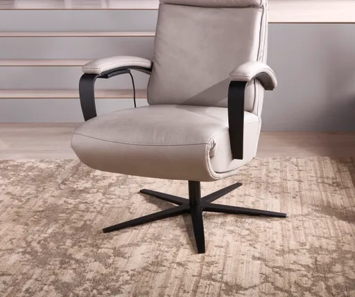 Relaxsessel Avela Relax - Größe L, Kopf-/ Fußteil und Rückenlehne verstellbar, Leder, Steingrau