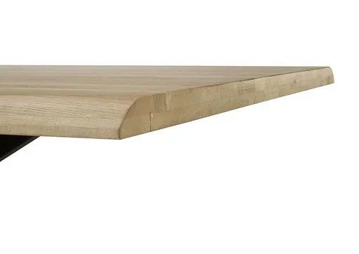 Esstisch - LB ca. 180x100 cm, Eiche massiv geölt, Wellenkante, Schwarz