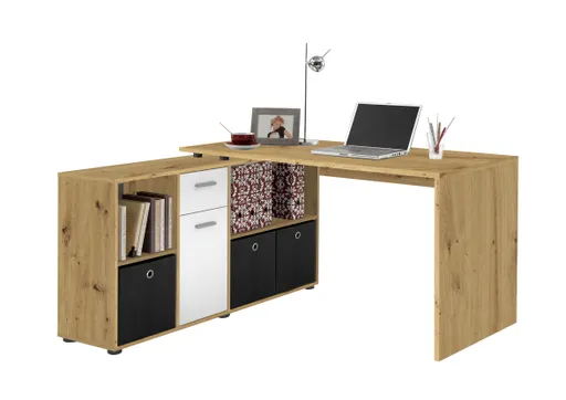 Schreibtisch- LB ca. 136x67 cm, Eiche Dekor, Weiß