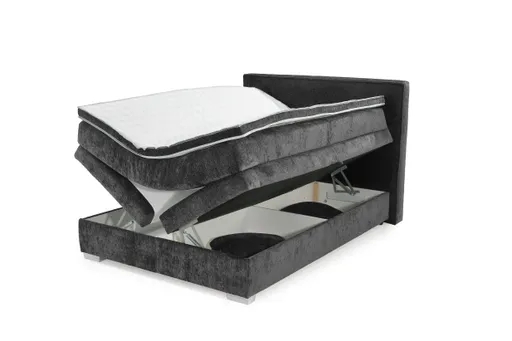 Boxspringbett JEANETTE- Liegefläche ca. 140x200 cm, Stoff, Grau