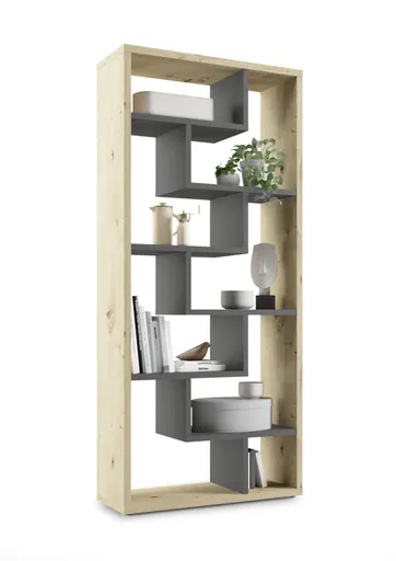 Raumteiler - B ca. 90 cm, Asteiche, Anthrazit