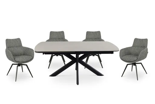 Esstisch MAXIE - ausziehbar, LB ca. 190x98 cm, Glaskeramik, Travertin farbig