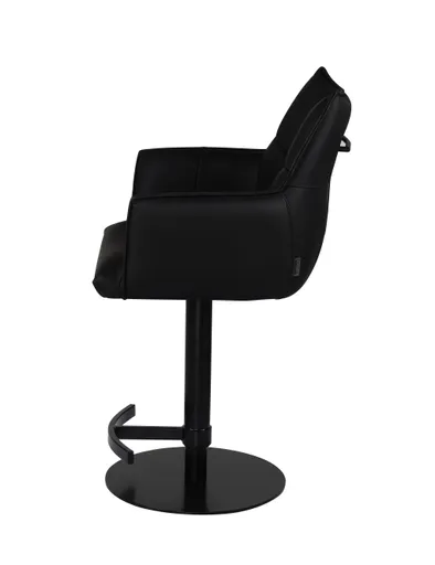 Barhocker MELE - drehbar, höhenverstellbar, Leder, Schwarz