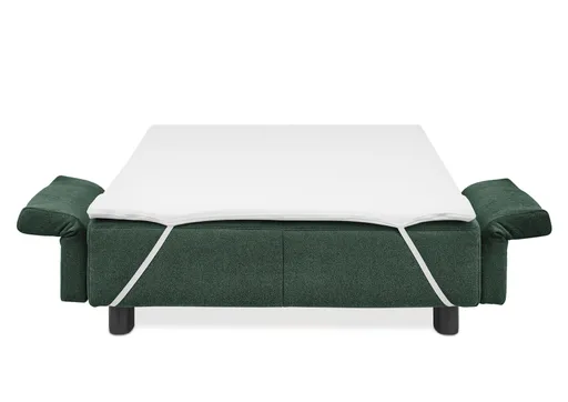 Faltsofa Easy - 2-Sitzer, ca. 140 cm inkl. Schlaffunktion/Topper/Armteil verstellbar, Stoff, Dunkelgrün