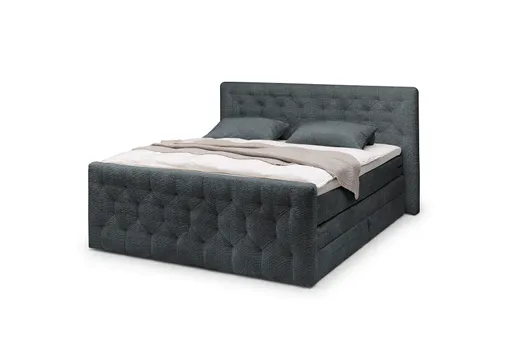 Boxspringbett- Liegefläche ca. 180x200 cm, Stoff, Schwarz