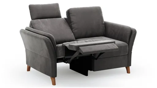 Sofa Vayra - 2-Sitzer, inkl. Relaxfunktion (motorisch) und Kopfstütze verstellbar (manuell), Stoff, Anthrazit