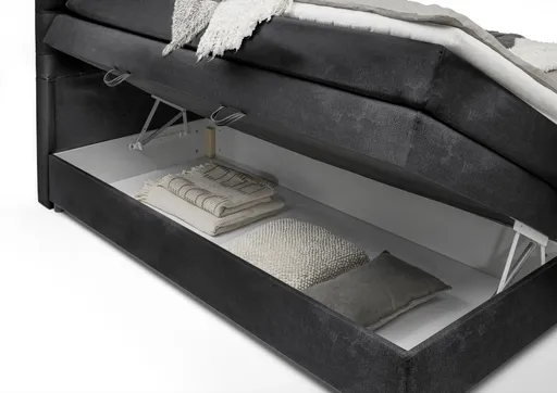 Boxspringbett SANDRIN A- Liegefläche ca. 180x200 cm, Stoff, Anthrazit, inkl. Stauraum
