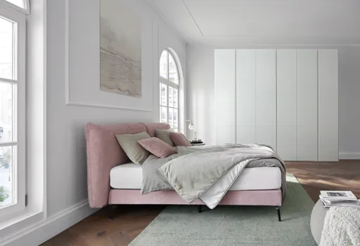 Boxspringbett Delia - Liegefläche 180x200 cm, Stoff, Rose 