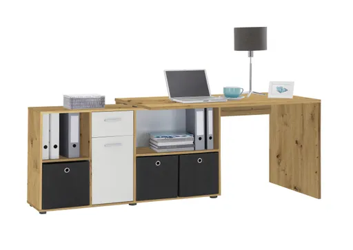 Schreibtisch- LB ca. 136x67 cm, Eiche Dekor, Weiß