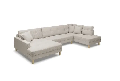 Wohnlandschaft - Longchair links, 2-Sitzer, Ecke rechts, Stoff, Beige