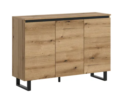Sideboard - B ca. 120 cm, Evoke Eiche Nachbildung, Schwarz