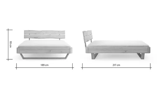 Bettgestell 1660 - Liegefläche ca. 180x200 cm, Wildeiche bianco, sandgestrahlt