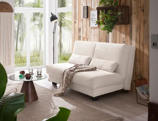  Schlafsofa EASY Optik A - 2-Sitzer ohne Armlehne, 140 cm inkl. Schlaffunktion, Cord, Beige