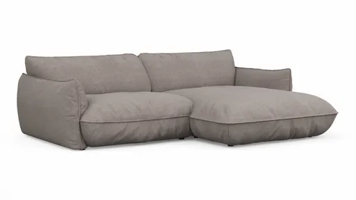 Ecksofa Fluffy - 2,5-Sitzer mit Longchair rechts inkl. Rückenlehne verstellbar, Stoff, Taupe