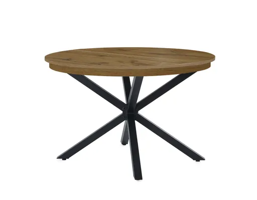 Esstisch - ausziehbar, Ø/H ca. 120x77 cm, Wildeiche Nachbildung, Schwarz