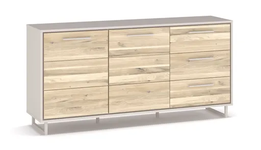 Sideboard - B ca. 163 cm, Kreidefarben, Eiche bianco massiv geölt