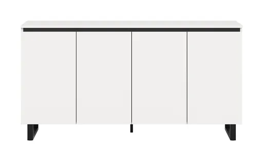 Sideboard - B ca. 160 cm, Weiß, Schwarz