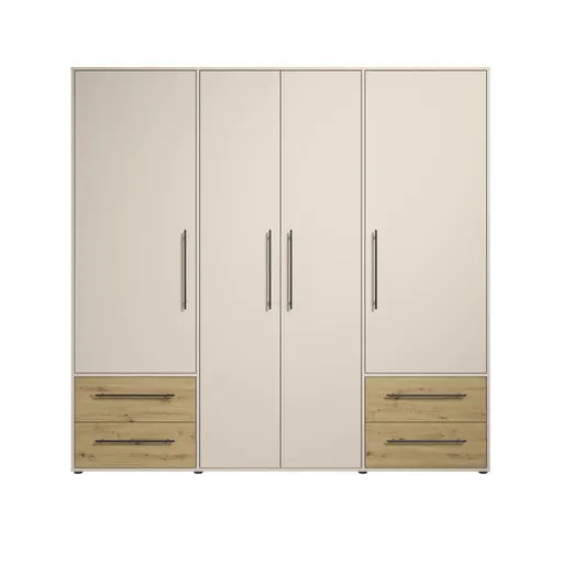  Drehtürenschrank FATHIE- B ca. 206 cm, Sand, Eiche Dekor