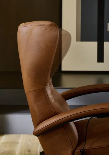 Sessel - Relaxfunktion motorisch, Leder, Cognac