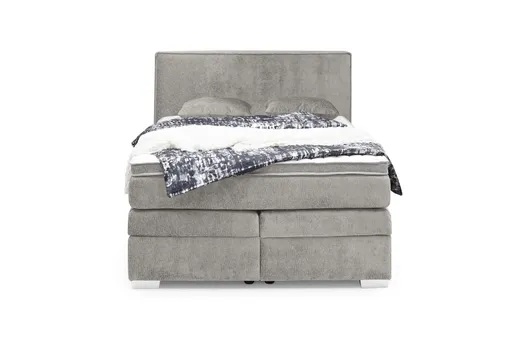 Boxspringbett JEANETTE- Liegefläche ca. 140x200 cm, Stoff, Graubeige