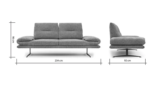 Sofa Lucero 2.0 - 2,5-Sitzer inkl. Rückenlehne verstellbar, Stoff, Cognac