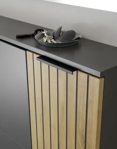 Schuhschrank GIBISA - B ca. 101 cm, Graphit, Navarra Eiche Nachbildung