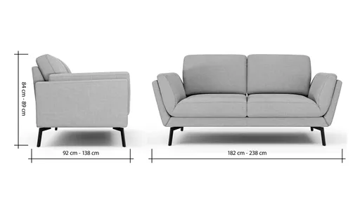 Sofa Tova - 2-Sitzer inkl. Rücken- und Armlehnfunktion, Stoff, Sand