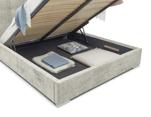 Bettgestell SANDRIN I- Liegefläche ca. 180x200 cm, Stoff, Creme