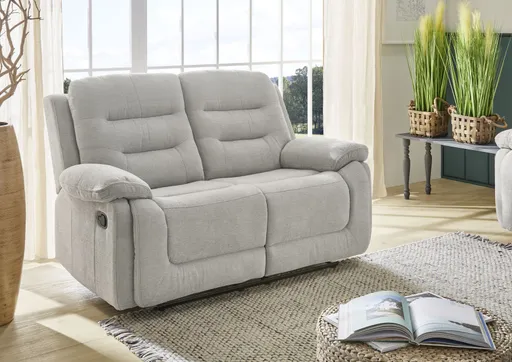 Sofa - 2-Sitzer, Relaxfunktion, Stoff, Grau