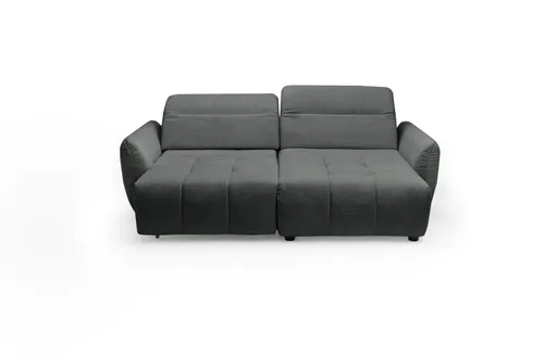 Ecksofa JAIMIE - 1,5-Sitzer mit Longchair rechts inkl. Relaxfunktion, verstellbare Kopfstütze, Stoff, Grau