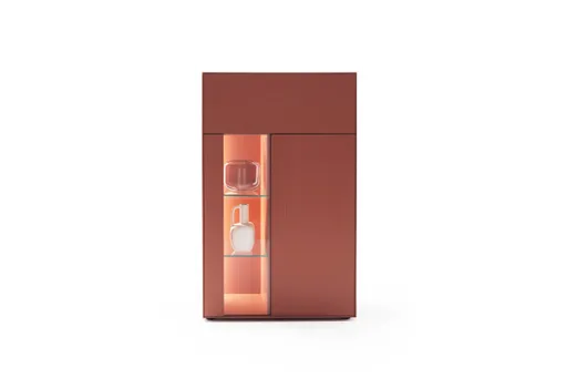 Highboard Colore - mit Beleuchtung, BHT ca. 90x144x45 cm, Lack, Samtbeere