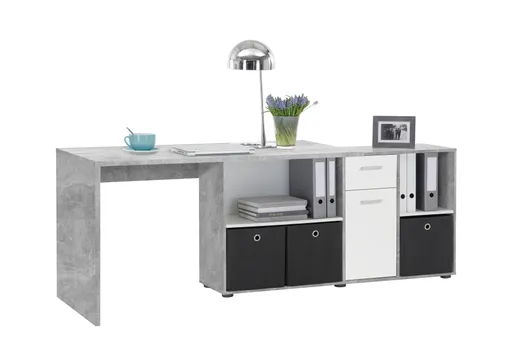 Schreibtisch- LB ca. 136x67 cm, Beton, Weiß