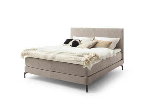 Boxspringbett Samu 4 - Liegefläche 180x200 cm, Stoff Beige