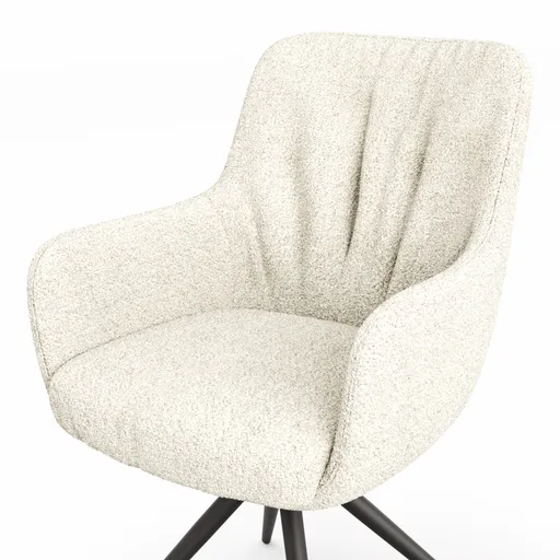 Armlehnstuhl Mis Legere - Boucle, Creme, Stativ, Anthrazit