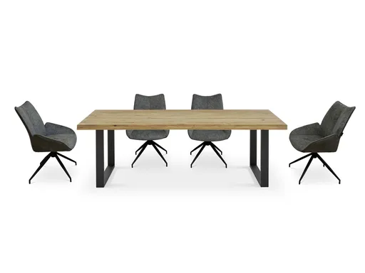 Esstisch - LB ca. 240x100 cm, Eiche massiv geölt, Schwarz