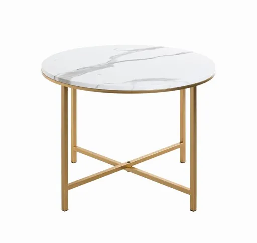 Beistelltisch - D/H ca. 60x45 cm, Marmoroptik, Goldfarben