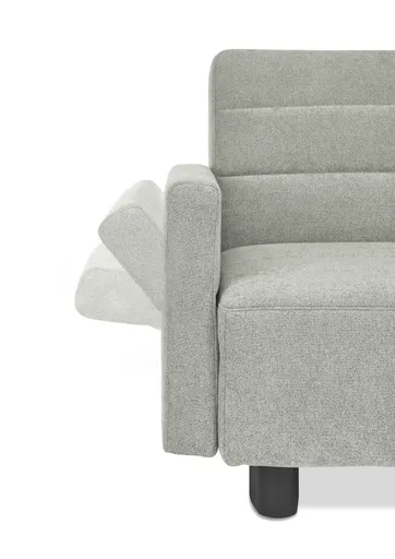 Faltsofa Easy - 2-Sitzer, ca. 140 cm inkl. Schlaffunktion/Topper/Armteil verstellbar, Stoff, Grau