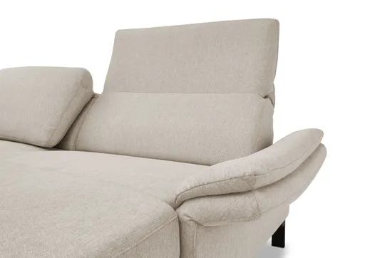 Ecksofa CALM PREMIUM 2.0 - 3-Sitzer mit Longchair rechts, Rückenlehne vertellbar, Stoff, Sand