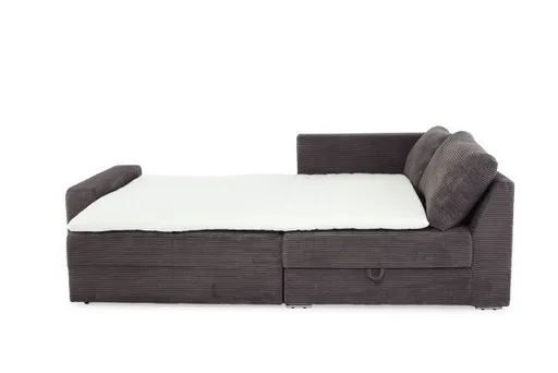 Ecksofa JANIS - 2,5-Sitzer, Ecke rechts inkl. Schlaffunktion, Stoff, Grau