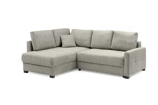 Ecksofa EDWIN - 2-Sitzer, Ecke rechts inkl. Schlaffunktion und Bettkasten, Stoff, Taupe