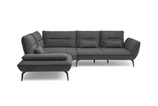 Ecksofa PAYTON - Ecke links, 2,5-Sitzer inkl. Rückenneigung, Armteilverstellung, Stoff, Anthrazit