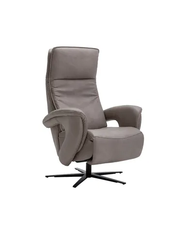 Sessel Tulsa Relax - Größe L, inkl. Maxirücken und Kopf-/Fußteil/Rückenlehne verstellbar, Leder, Graubeige