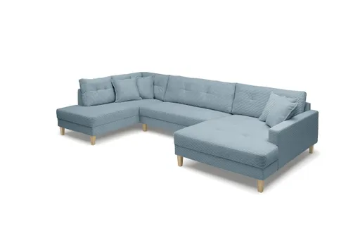 Wohnlandschaft - Ecke links, 2-Sitzer, Longchair rechts, Stoff, Petrol